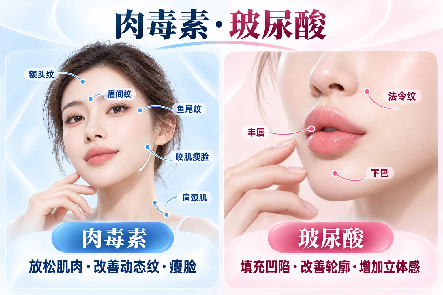 肉毒素 · 玻尿酸常见注射部位